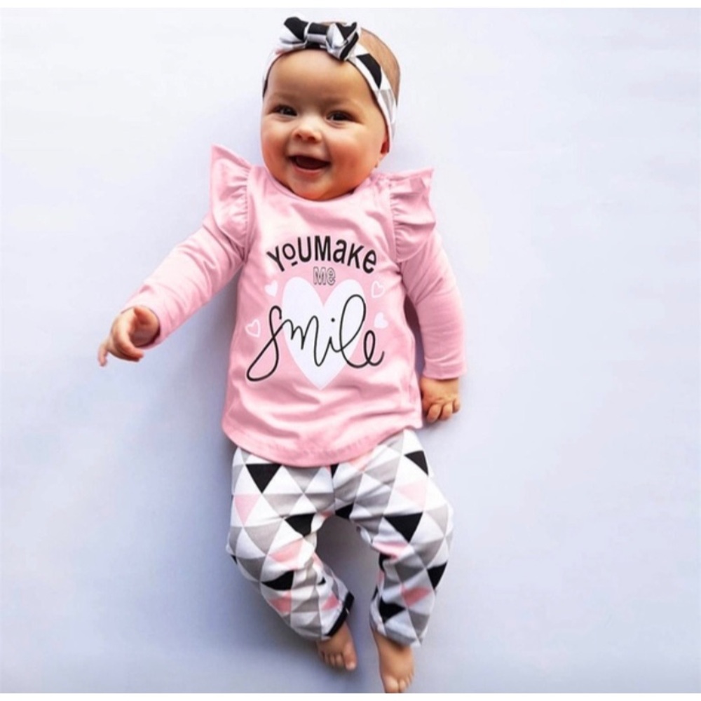 Infant Girl “You Make Me Smile” 2 Piece Matching Outfit